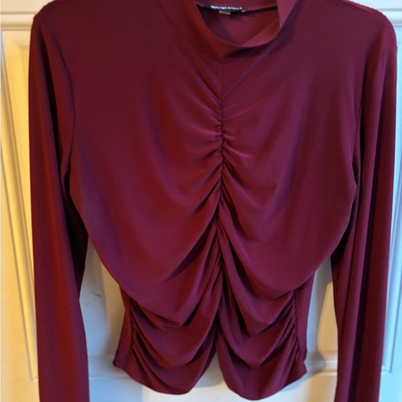 Tops - Elegant Burgundy Ruched Women's Top